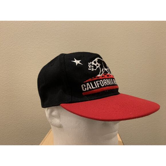 California Republic Black Red Adjustable Snapback Hat Leader Of Gen Apparel LOGA - Picture 6 of 11